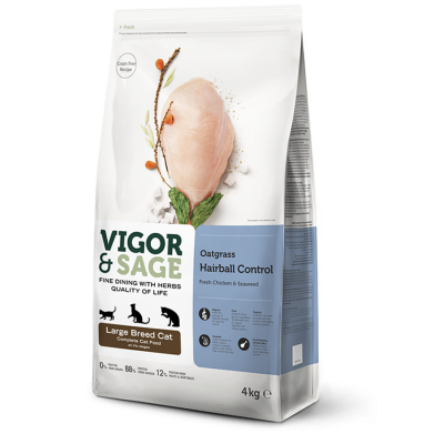 VIGOR & SAGE 無穀物 雞肉 燕麥草去毛球配方 成貓糧